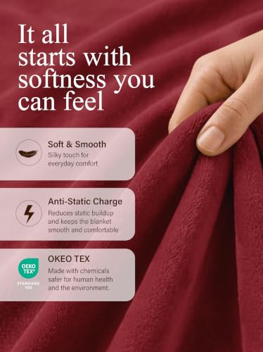 Image of Utopia Bedding Soft Fleece Bed Blanket Queen Size Burgundy (90x90 Inch)