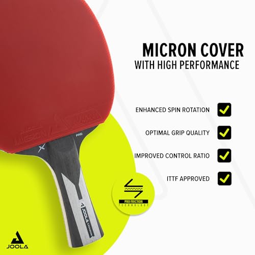 Image of JOOLA Carbon X Pro Performance Ping Pong Paddle - Ergonomic Grip Handle & Pro Friction Technology - ITTF Approved - Ping Pong Racket for Advanced Control & Speed - Table Tennis Racket - Red