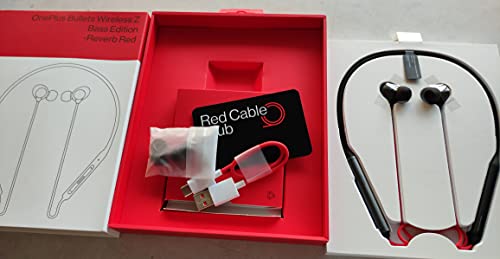 One+ Bullets Wireless Z Bass Edition In-Ear Earphone With Mic, Passive Noise Cancellation (Bluetooth 5.0, Quick Switch) (Reverb Red) #TOP5