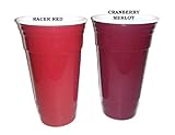 Party Cup Cranberry Merlot 32 Oz. - Doublewall Insulated - Dishwasher Safe - Sweat Proof - Reusable Beverage Cup