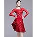 ZHQNZJF Latin Dance Dresses for Performance Long Sleeve Tango Cha Cha Practice Dancewear Salsa Costumes with Rhinestones,Red,XL