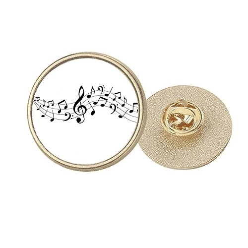Broche ronde en métal doré Energetic Music à 5 lignes de portée taille M
