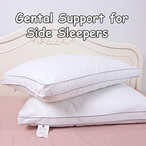 Sleep&Snuggle Premium Egyptian Cotton Box Pillow 2 Pack Designed for Side Sleeper, Down Alternative Filling, Hypoallergenic and Dust Mite Resistant Hotel Pillow (2)
