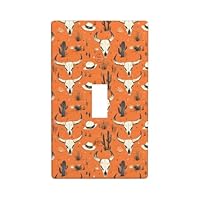 Retro Orange Sheep Skull Print Light Switch Cover Plate, 1- Gang Standard Size 4.5\" x 2.76\", Decorative Toggle Wall Plate Covers, Unbreakable Polycarbonate Thermoplastic