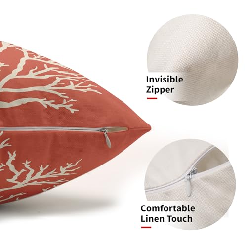 Image of Summer Sea Starfish Pillow Cover 12x20 Inch Set of 2 Beach Pink Coral Lumbar Throw Pillowcase Cotton Linen Square Decorative Nautical Coastal Themed Cushion Cover for Sofa Bedroom Indoor Outdoor Party