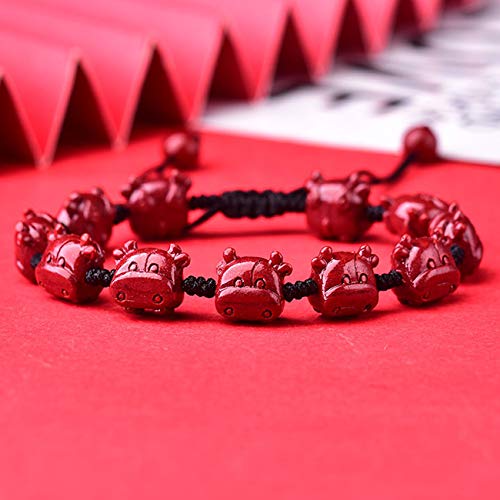 Pulsera de la Suerte contra malas energías amuleto Buey de cinabrio 7