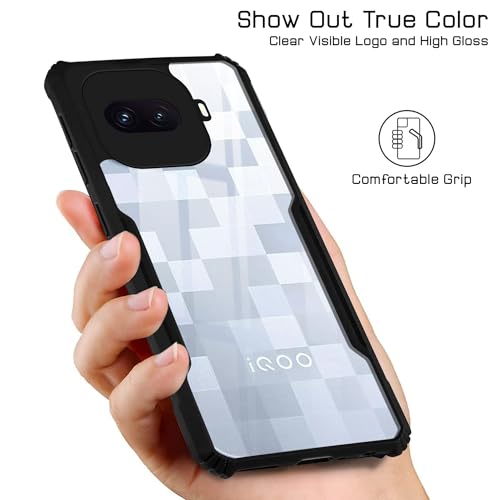 Image of Jkobi Hybrid Back Cover Case for Vivo iQOO 15R 5G (Shockproof with Polycarbonate Clear Panel | Professional Black)