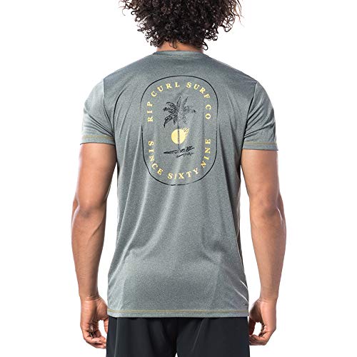 Rip Curl Mens Black Hole Short Sleeve UV T-Shirt Tee Top - Green Marle - UV Sun Protection and SPF Properties
