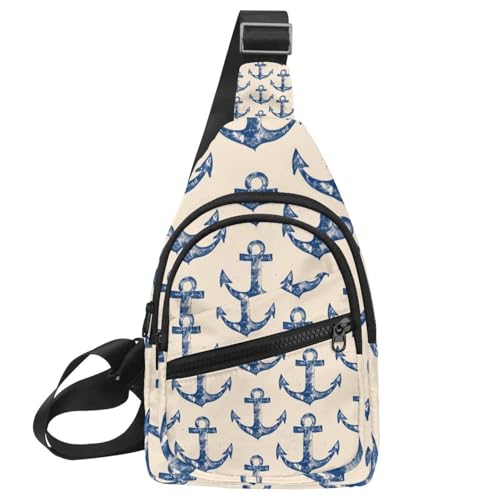 Mochila cruzada de ancla azul para liberar tus manos en senderismo y viajes