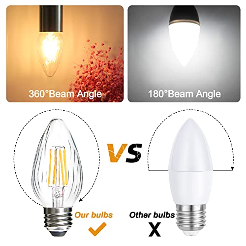 Brimax F15 4W Led Porch Light Bulbs Outdoor, Equivalent 40W Incandescent Bulb, E26 Medium Base Dimmable 2700K Warm White Flame Wrinkle Glass, Led Post Bulbs For Ceiling Fan And Lantern Lamp, 4Pack #TOP6