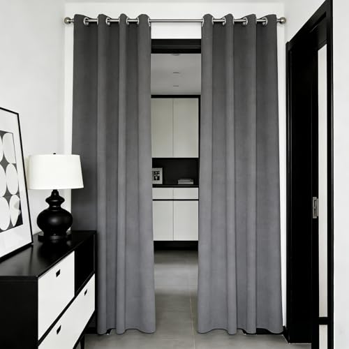 WUXXIANG Tende Oscuranti 70 x 110 cm Isolante per Freddo e Caldo, Termiche Isolanti, Fonoassorbenti, Moderna, Tinta Unita Curtains Oscurante per Finestre e Porte, Cucina, Grigio