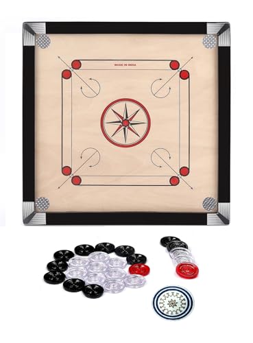 Image of Premium Matte Finish Wooden Carrom Board for Kids & Adults with (Medium 26 * 26 with Cristal Coin)