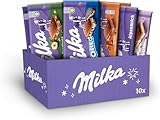 Milka Selection Gift Sharing Bulk Box, Assorted Chocolate Tablets, Milka OREO, Caramelo, Creme, Hazelnut and Alpine Chocolate Milk, Perfect for Gifting or Sharing, 100 g Bars (Pack of 10 Bars)