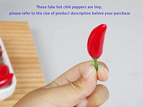 Dong Huang 50Pcs Mini Fake Hot Chili Peppers, Simulation Artificial Lifelike Red Pepper, Plastic Fake Vegetable For Photographic Props, Home Kitchen Table Decoration, Cabinet Ornament #TOP4