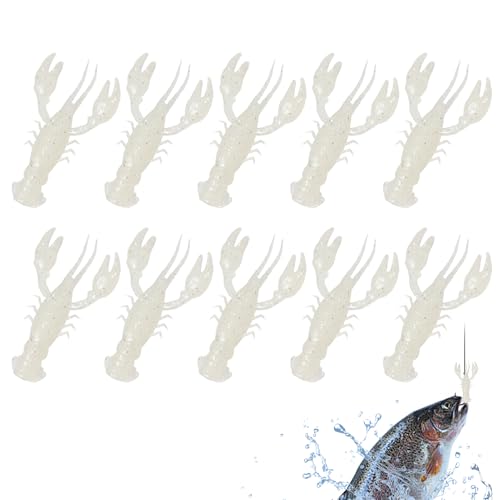 Flusskrebs-Köder | 10 Krebsköder für Bar | weicher Köder für Schwimmer, realistisch, Tauchköder, für Süßwasser, Salzwasser, Fluss, See, Aquarium