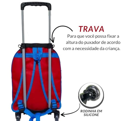 Mochila Rodinha Masculina Escolar Infantil Menino Reforçada Aranha
