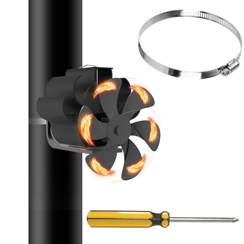 Ventola per Stufa a Legna, Ventola Stufa Legna con 6 Pale,Ventilatore per Camino, Senza Elettricità Alimentato Calore Ventola (Ventola per Stufa a Legna C)