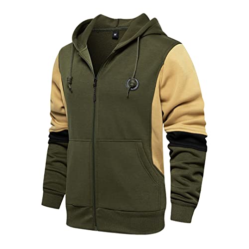 Sweat à capuche pour homme vert militaire bicolore en taille M PYTRXGBO