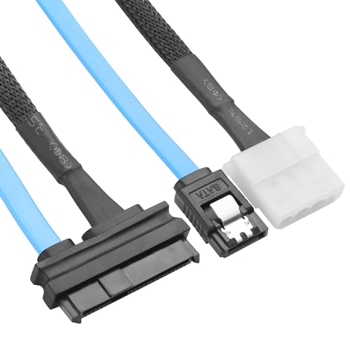 YAODHAOD Adaptateur SAS vers SATA SFF-8482 - Adaptateur convertisseur (SAS vers SATA 7 broches + Molex 4 broches)