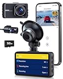 PGYIOO! Dash Cam, Dash Cam Front and Rear,4K+2.5K Ultra HD Dash Camera,175°+160° Wide Angle, Car Camera, Included 32GB SD Card, Night Vision, 24 Hours Parking Monitor, Built-in Wi-Fi and Apps