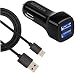 Produktbild KFZ/Auto Ladegerät mit USB Typ C Kabel für Huawei P30/P40/Mate 20/P9/Mate 10/P9 Plus/Honor 10/Honor 9,Samsung Galaxy S8/S9/S10/S10+/A71/A90