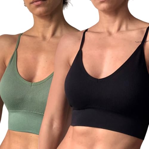 Top Sutiã Fitness Microfibra Sem Costura E Bojo Removível Canelado Confortável (BR, Alfa, M, Regular