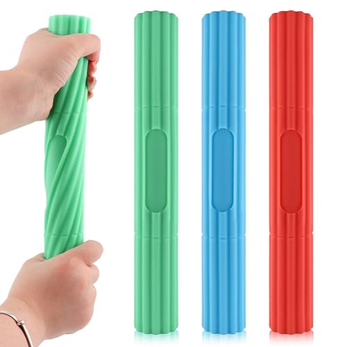 3 Pcs Flex Resistance Bars,Twist Obstruction Hand Grip Strength Trainer Resistance Bars for Golfers Elbow Tendonitis Wrist and Forearms Pain Relief(Light green Blue Orange)