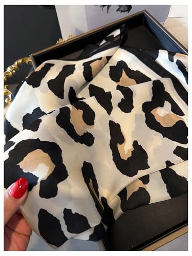 Floerns Women's Cheetah Print Silk Square Scarf Headscarf Hair Scarf Hair Kerchief3