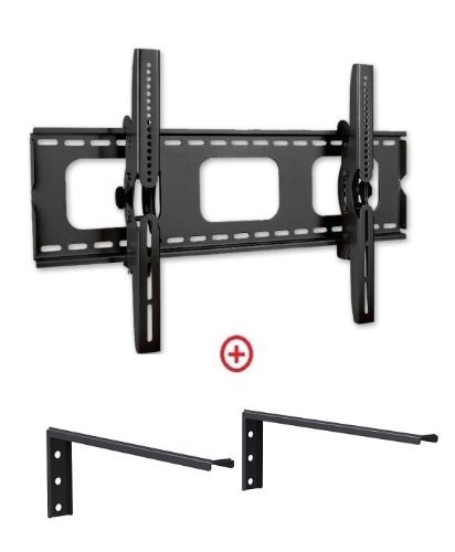 MountPlus 982t28 Universal Tilt Wall Mount for 32"- 60" Flat Panel Plasmal LCD LED Hdtv Bundle Single Shelf for Blu-ray, DVD and Av Components (Vesa 600x400, DVD Shelf Size adjustable width x 12 deep)