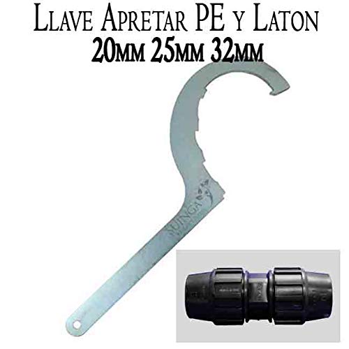 Suinga. LLAVE de apriete ACERO para FITTING de POLIETILENO y LATON. Accesorio para piezas de polietileno de 20mm, 25mm y 32mm. Mordaza de fontanería