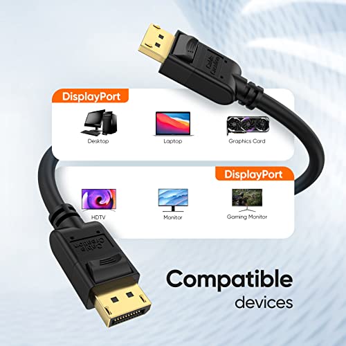 Cablecreation Displayport To Displayport Cable 16 Feet, 4K Dp To Dp Cable 1.2 Support 4K@60Hz, 2K@144Hz Compatible With Computer, Desktop, Laptop, Pc, Monitor, Projector, 5M #TOP6