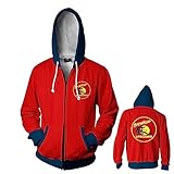 Men's Baywatch Lifeguard Cosplay Hoodie Jacket Coat Hooded Pullovers Halloween Costume (Red, L)