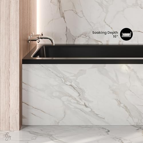 Image of Swiss Madison Voltaire 54 x 30 Left Drain Soaking Alcove Bathtub in Glossy Black