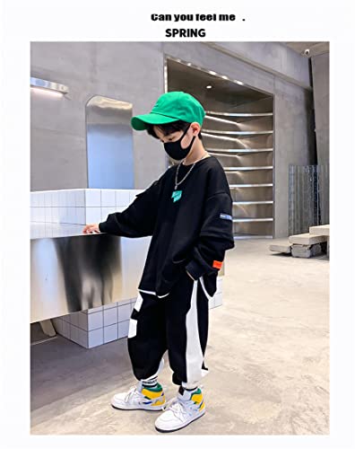 CREAM-Boys-Jersey-Top-and-Bottom-Set-Boys-Childrens-Clothes-Boys-Jersey-Sportswear-Loungewear-Sweatshirt-Long-Pants-Athletic-Wear-Junior-Clothes-Kindergarten-School-Casual-Hoodie-Long-Sleeve-Loose-Tra