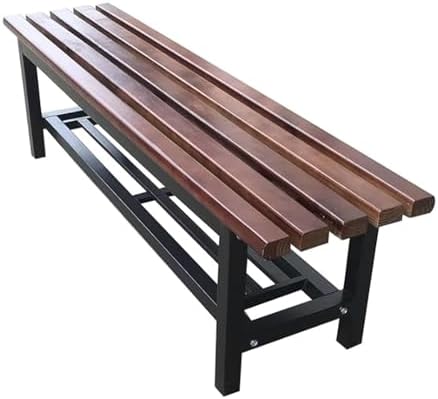 Outdoor Storage Bench, Solid Wood & Steel Seating with Rack for Bathroom, Porch, Deck, Backyard, Park - Stylish Yellow, 47x15x18in, Ideal for Sunroom & Changing Room