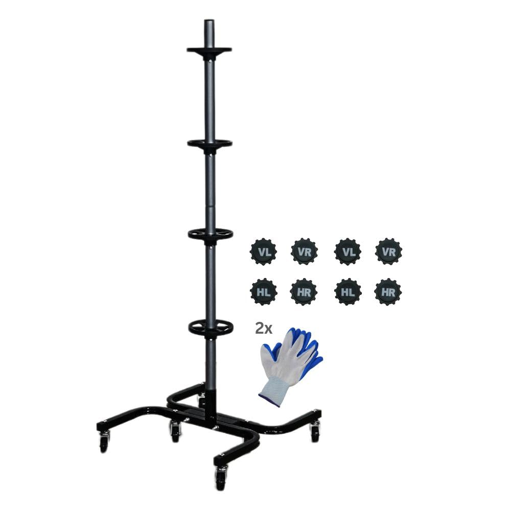 PROREGAL Arbre de Rangement pour Jantes Mobile CARRERO XL | HxLxP 138x54x50cm | jusqu'à 4 pneus | Noir | Support de pneus, Mobile