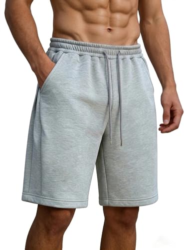 Mens Athletic Gym Shorts Wide Leg Pleated Baggy Sweat Shorts with Side Pockets for Running Workout Basketball Yoga Casual Summer Beach Lounge Short Light Grey XL