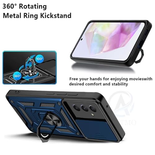 Image of Luxe Back Cover for Samsung Galaxy A35 5G / Samsung Galaxy A55 5G | D10 Tough Armor Case | Sliding Camera Shield | 360 Protection | Kickstand Ring Holder | Military-Grade Shockproof Case