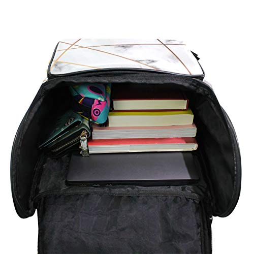 Zzkko Geometric Marble Art Black And White Backpacks College Book Laptop Bag Camping Hiking Travel Daypack #TOP3