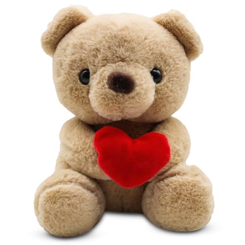 Teddybär, Plüsch-Bär 23cm Teddy mit Liebe, Stofftier Teddy, Teddybären Liebe Stofftier, Kuscheltier Spielzeug Dekozimmer Kissen, Schmusetier Geschenke Für Mama, Kinder, Liebhaber, Valentinstag (Braun)