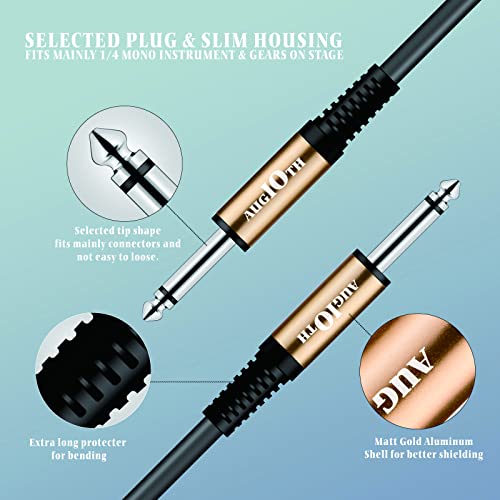 Augioth Guitar Cable 3 Ft 6 Color Pack, Stage Electric Instrument Bass Cable Amp Cord 1/4 Straight To Straight #TOP1