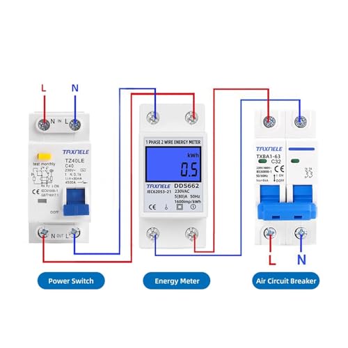 Wattmètre monophasé rail Din 230V compteur électricité LCD
