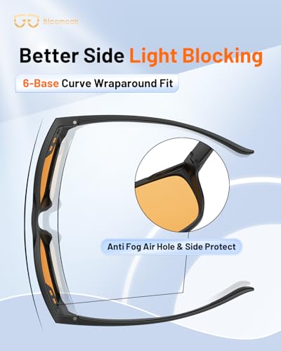 Image of Bloomoak Orange Blue-Light Glasses, 99% Filter Lens Sleep, Dual-AR Anti-Glare UV400, Headset-Friendly Straight Temples /XL
