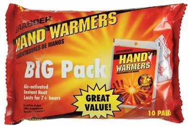 Hand Warmers: Odorless, Air-Activated Heat Pouches. 20 Warmers (10 Pairs), Grabber Model HWPP10