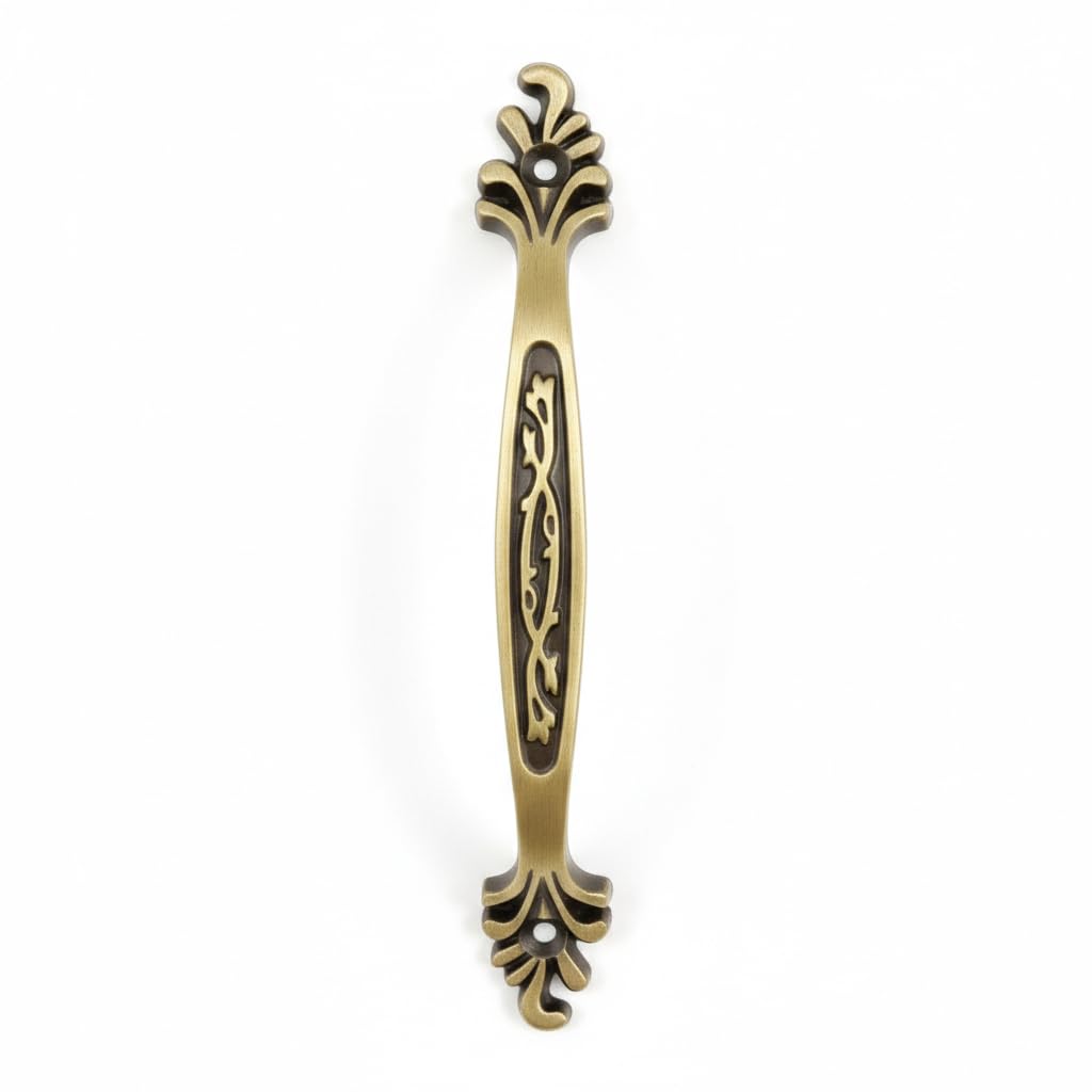Cozy Space Antique Cabinet Handle, Vintage Floral Design Handle Wardrobe/Drawer/Cupboard/Dresser Handle, (4 Inch) (Pack of 2)-picture-15