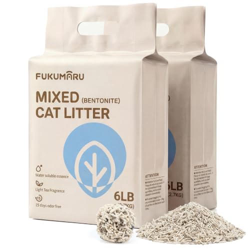 Image of FUKUMARU Tofu Cat Litter, Strong Clumping Cat Litter Pellets, Effective Odor Control, Ultra Absorbent, Dust Free, Natural, Flushable, Lightweight, Low Tracking, White Tea, 6lb x 2 Bags