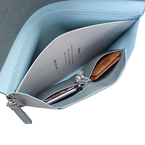 Wonderpool A4 PU Skórzany Uchwyt Koperta Folderu Etui z Wewnętrznymi Kieszeniami na Dokumenty i Dokumenty Organizator Plików Biurowych Tablet PC Pokrowiec Torba Wielofunkcyjna (Niebieskie niebo)