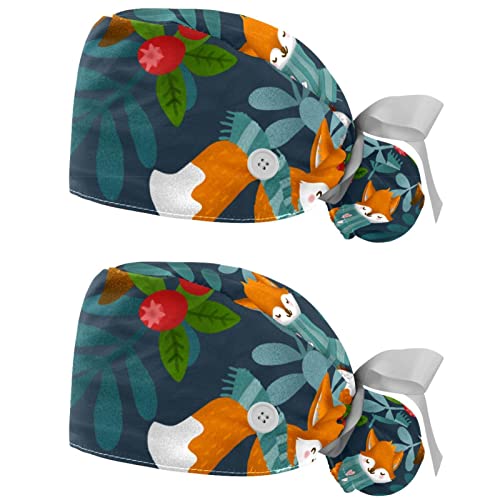 Casquettes de travail respirantes anti-transpiration avec chapeaux bouffants renard mignon