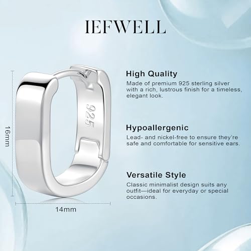 IEFWELL Solid 925 Sterling Silver Earrings for Women - Small Chunky Silver Earring for Women Hypoallergenic, Dainty Thick Huggie Hoop Earrings Trendy, Jewelry Gifts2