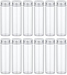 TOBWOLF 12PCS 50ml / 1.7oz Glass Spice Jars, Transparent Spice Containers with Aluminum Lids, Seasoning Storage Bottle Spice Bottles, Glass Seasoning Jars for Home Kitchen, Outdoor Camping, Gardening